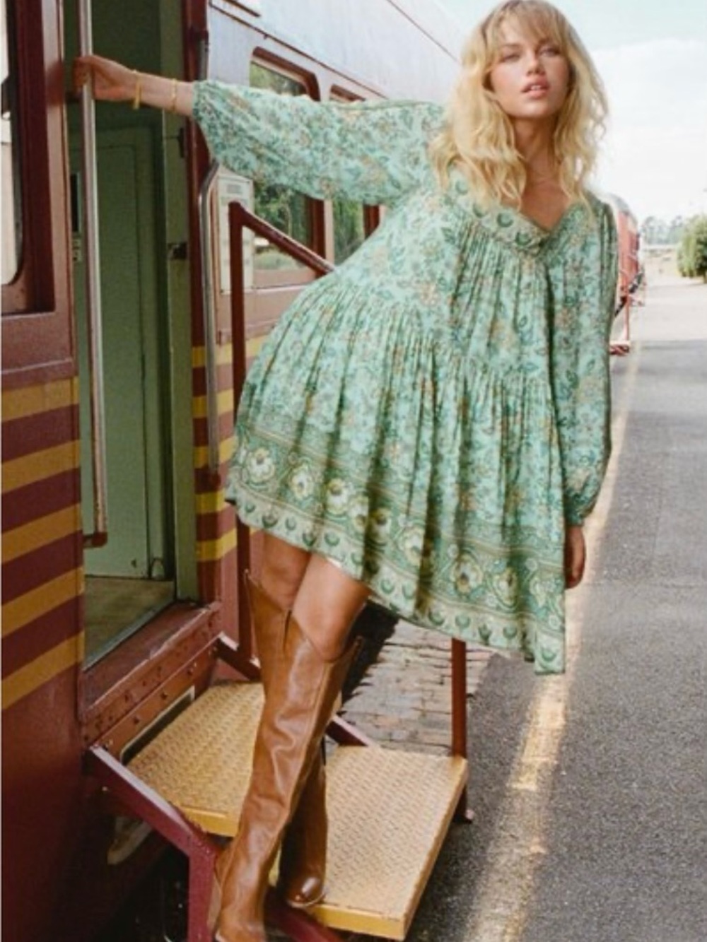 Spell & The Gypsy Collective spell folk song tunic dresss in sage